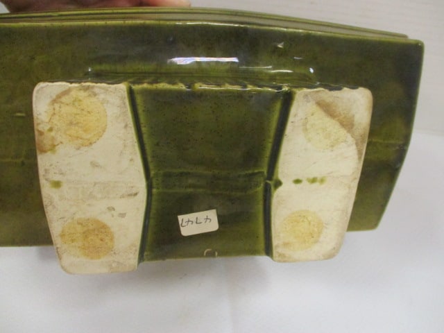 Green Drip Glaze Rectangular Pedestal Planter - 3