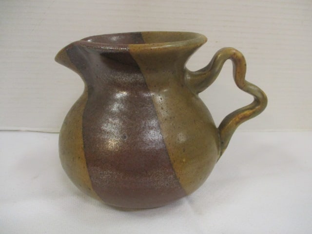 Signed Hand Thrown Stoneware Pitcher (1 of 4)