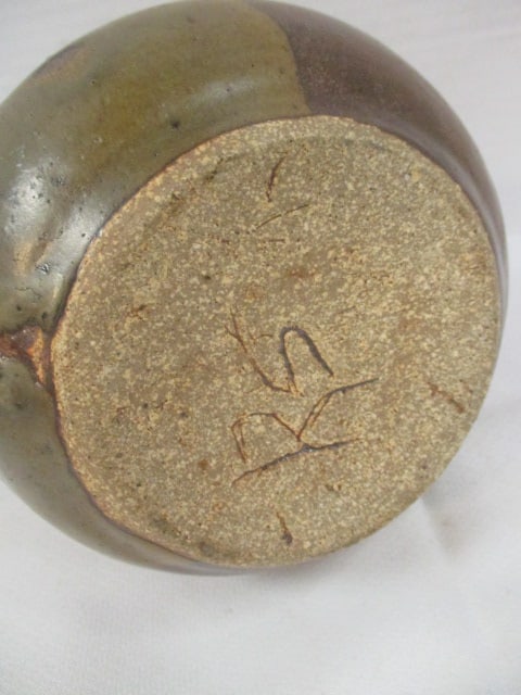 Signed Hand Thrown Stoneware Pitcher - 3