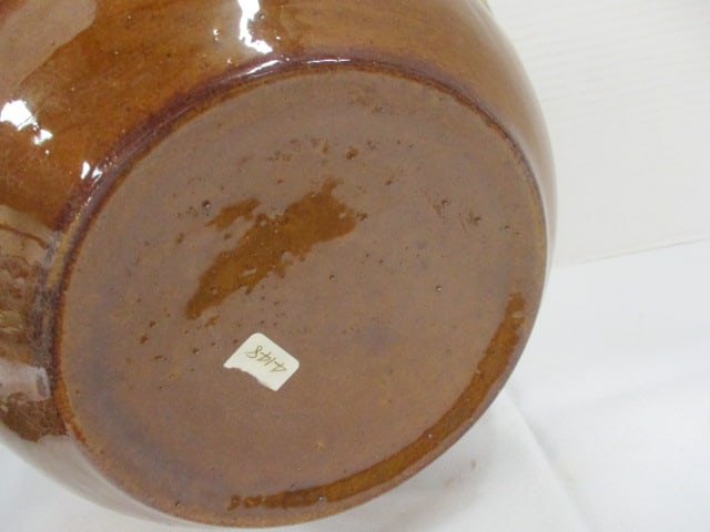 Brown Glaze Pottery Mixing Bowl w/Picket Fence Pattern - 3
