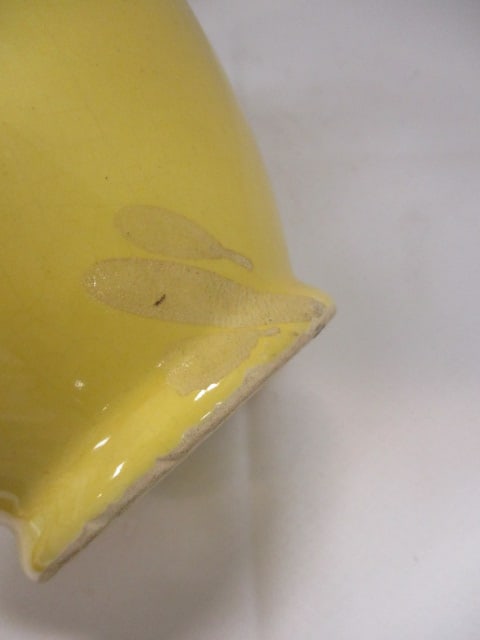 McCoy Yellow Pottery Vase w/embossed Leaf Design - 3