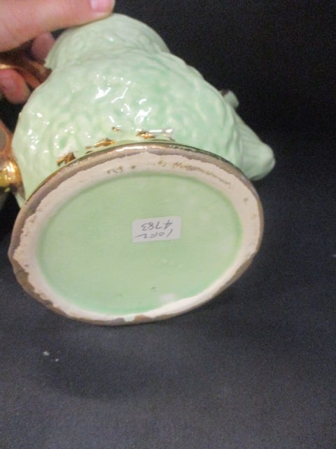 Mint Green Teapot (8 1/2"), Sugar Bowl 6", & McCoy Unipet Bowl - 4