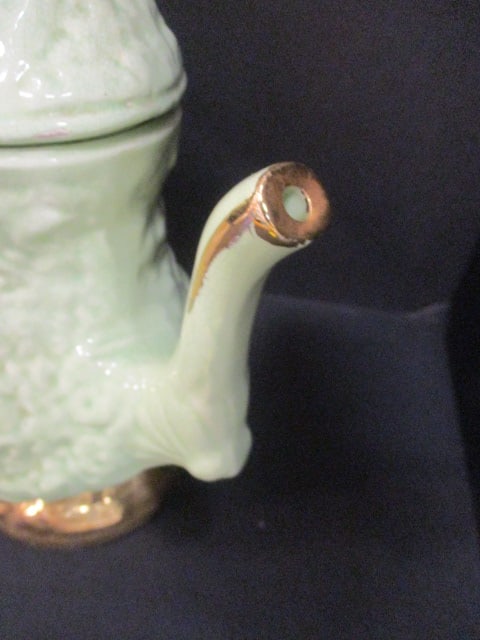 Mint Green Teapot (8 1/2"), Sugar Bowl 6", & McCoy Unipet Bowl - 5