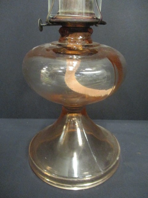 Pink Depression Glass Oil Lamp (P&A Mfg. Co Waterbury,CT) - 2