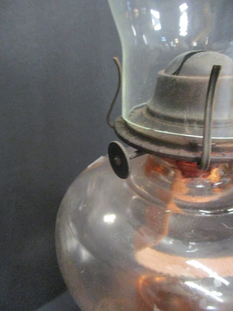 Pink Depression Glass Oil Lamp (P&A Mfg. Co Waterbury,CT) - 4