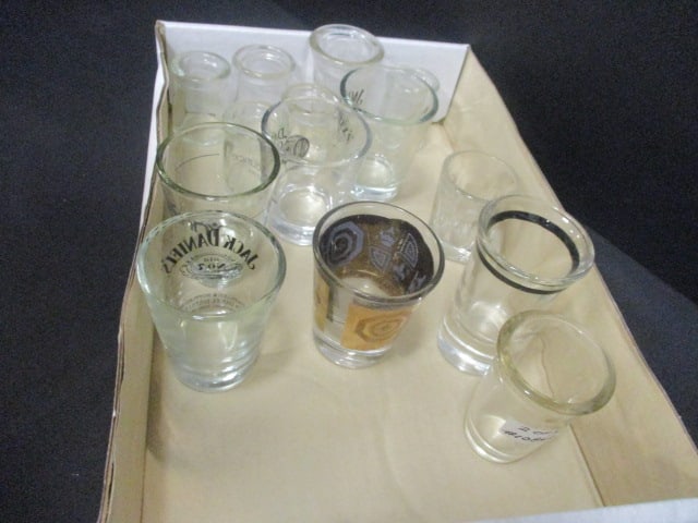 Souvenir Glass Shot Glasses & Lot of 5 Glass Creamer Jars: .