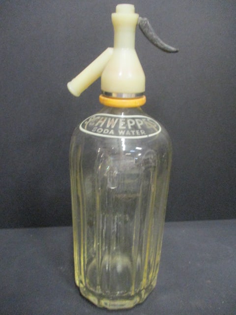 Schweppes Soda Water Bottle w/Bakelite Top: 12" (30 Oz)