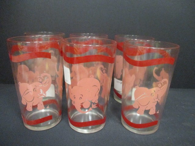 Hazel Atlas Vtg. 'Big Top' Circus Tumblers (6): 5"