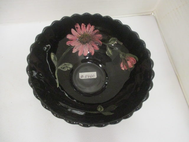 Westmoreland Black Amythyst Plate w/scroll edge (8 1/2") & - 3