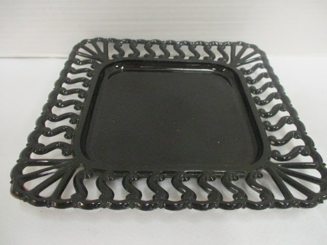 Westmoreland Black Amythyst Plate w/scroll edge (8 1/2") & - 5
