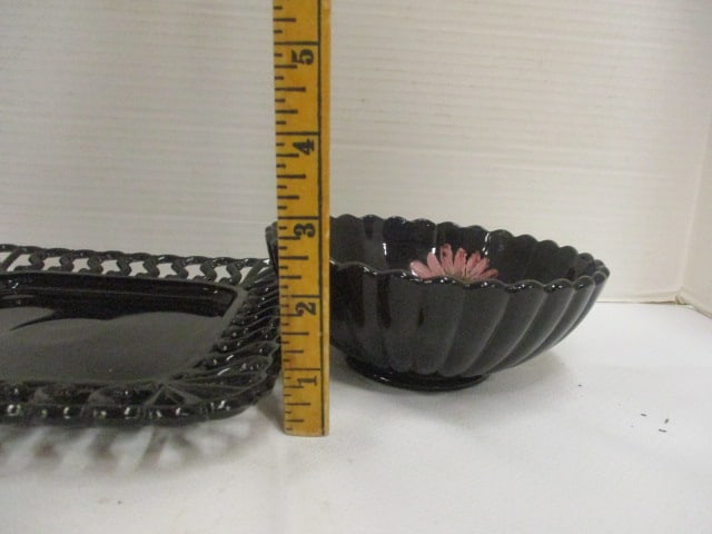 Westmoreland Black Amythyst Plate w/scroll edge (8 1/2") & - 7
