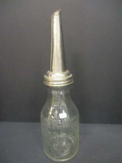 JB Rhodes Co. Glass Motor Oil Bottle: Quart