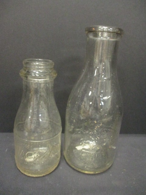 Thackston Dairies Milk Bottles (Lot of 2): 9" & 7"