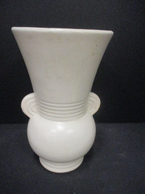 Cream Colored Pottery Vase w/Ring Handles (1 of 4)