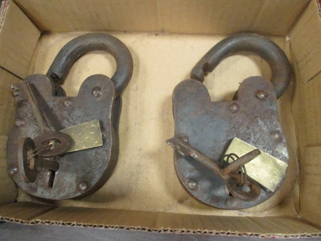 Antique Style Padlocks w/Keys (2): .