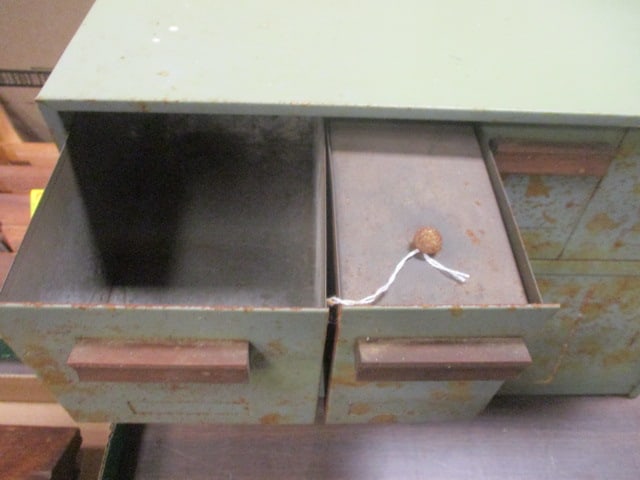 Avocado Green Metal Cabinet w/4 Drawer Top & Lower Drawer - 2