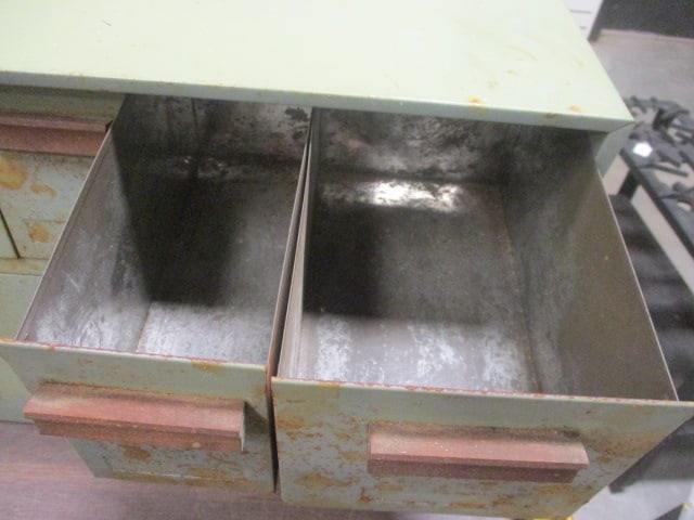 Avocado Green Metal Cabinet w/4 Drawer Top & Lower Drawer - 4