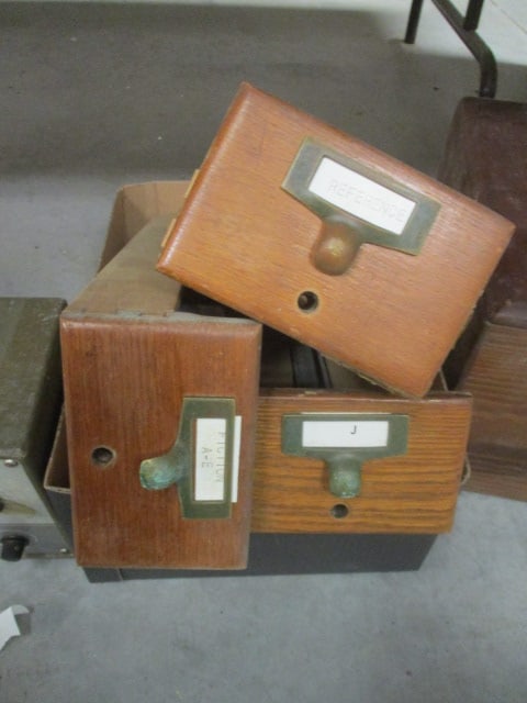 3 Vtg. Wood Library Card Catalog Drawers (1 of 4)