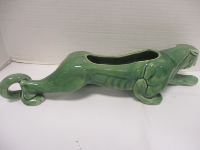 Green Ceramic Panther Planter - 3
