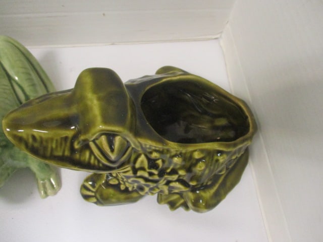 4 Green Frog Pottery Planters-Largest is McCoy - 8