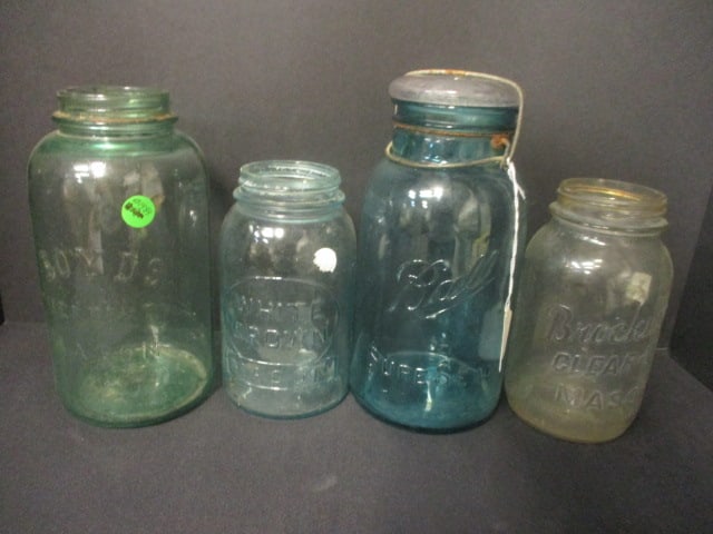 Boyd's, White Crown, Ball & Brockway (Lot of 4) Vtg. Jars: .