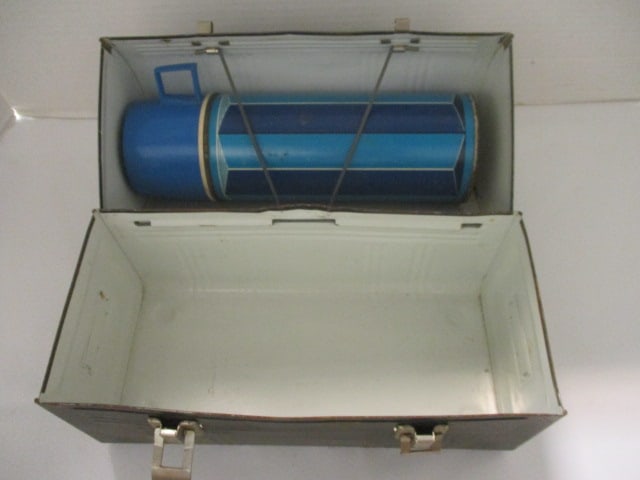 Black Metal lunchbox w/Thermos inside - 2