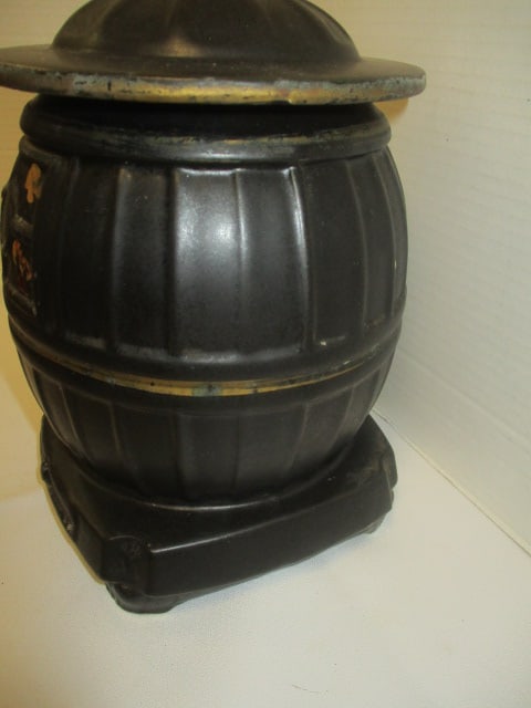 McCoy USA Pottery Black Pot Belly Stove Cookie Jar - 3
