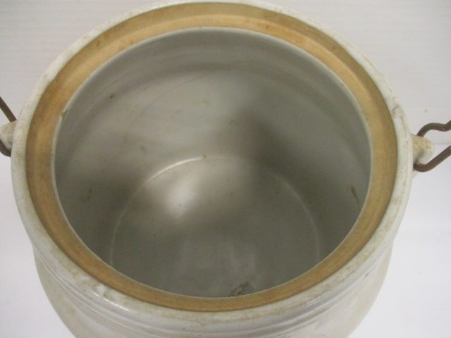 Monmouth Western Stoneware 'Cookies' Jar w/metal Bail handle - 4