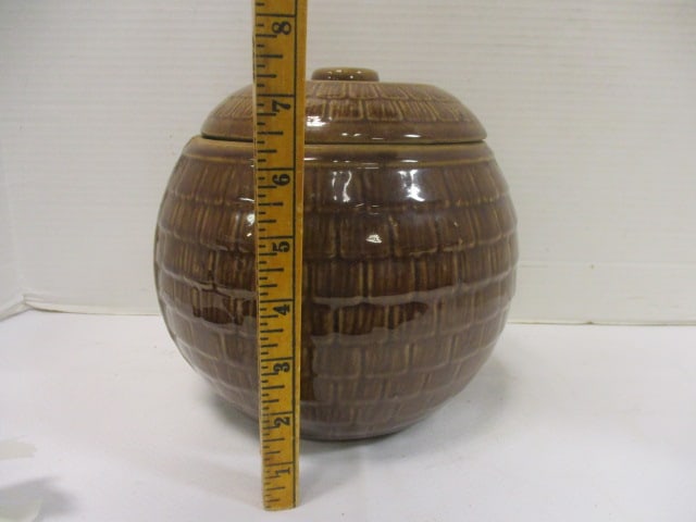 Two Tone Stoneware Cookie Jar - 5