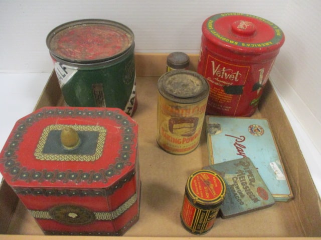 Tobacco Vtg. Tins, Cigarette Tin, etc.: See all Pictures (some rust)