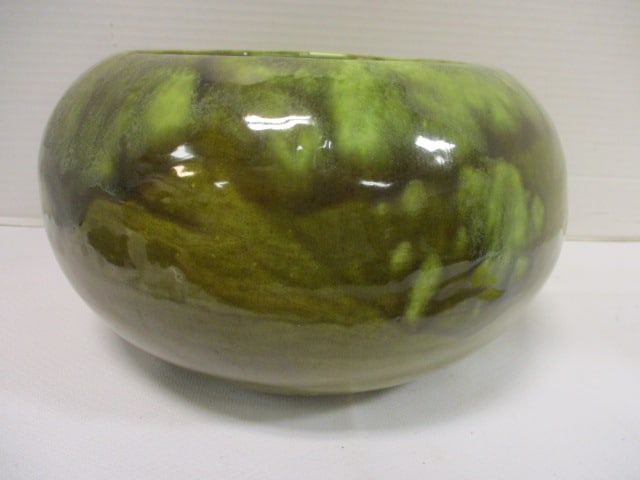 Green & Brown Drip Glaze Planter: 6" Deep