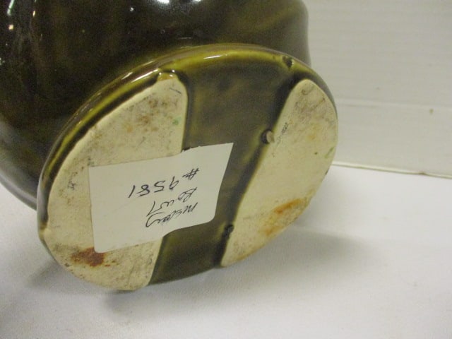 Vtg. Green Drip Art Pottery Planter - 3