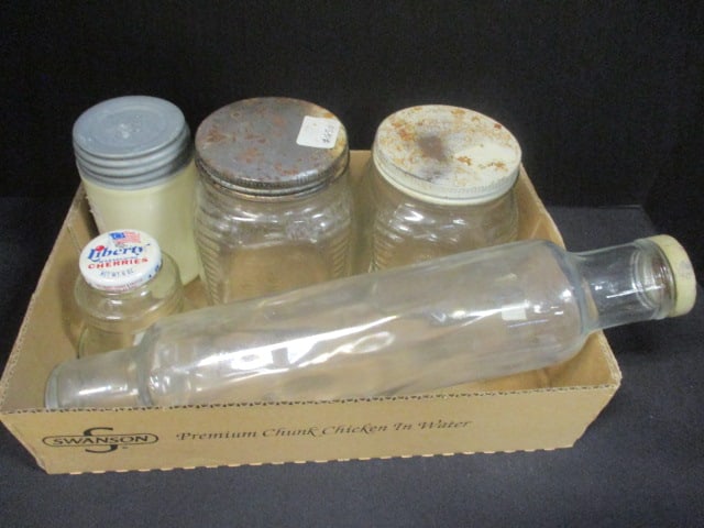 2 Glass Ribbed Pantry Jars, Custard Glass Storage Jar, (1 of 9)