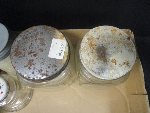 2 Glass Ribbed Pantry Jars, Custard Glass Storage Jar, - 5
