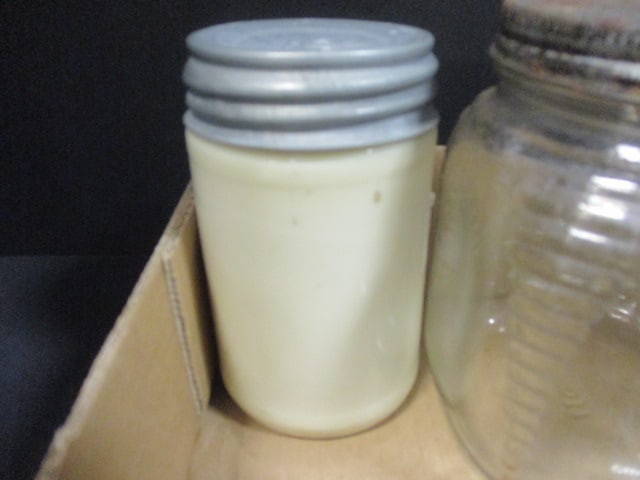 2 Glass Ribbed Pantry Jars, Custard Glass Storage Jar, - 8