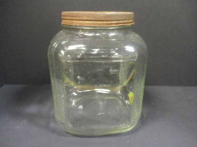 Vtg. Hoosier Cabinet Glass Storage Jar: .