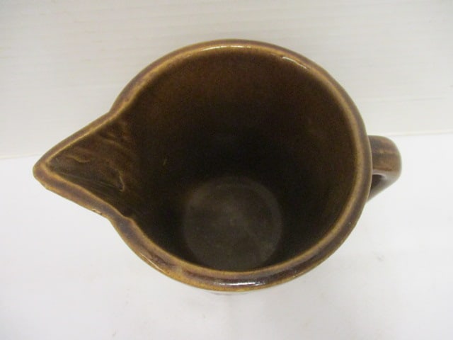 Brown Ceramic Pitcher unmarked w/Diamond & Geometric Designs - 2