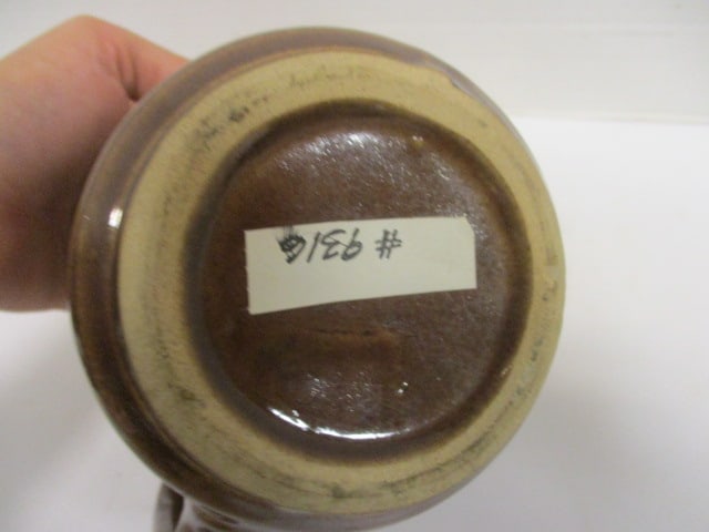 Brown Ceramic Pitcher unmarked w/Diamond & Geometric Designs - 4
