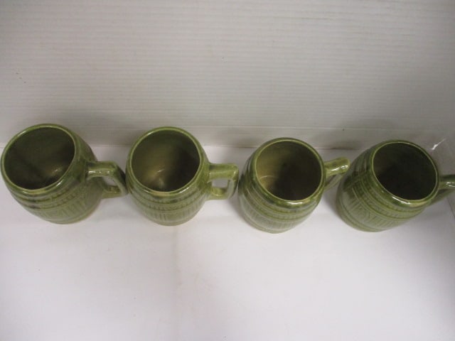 McCoy Unmarked Barrel Shape Mugs (Lot of 4) - 2