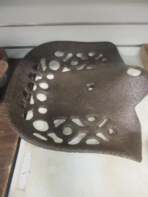 Antique Cast Iron Tractor Seat: 15" Wide