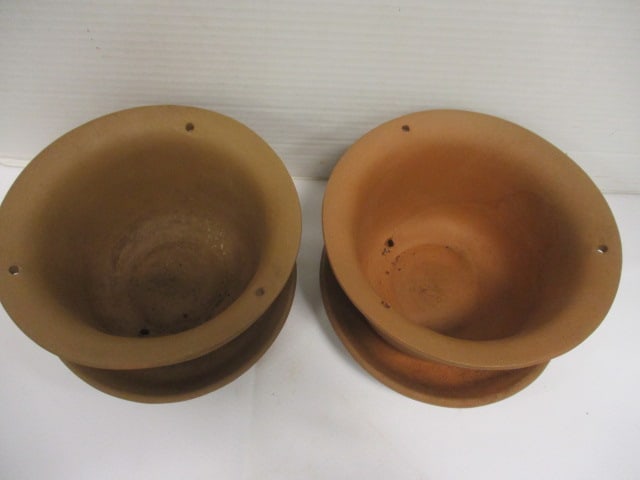McCoy (Lot of 2) Hanging Terra Cotta Clay Pots w/Saucers - 2