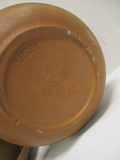 McCoy (Lot of 2) Hanging Terra Cotta Clay Pots w/Saucers - 3