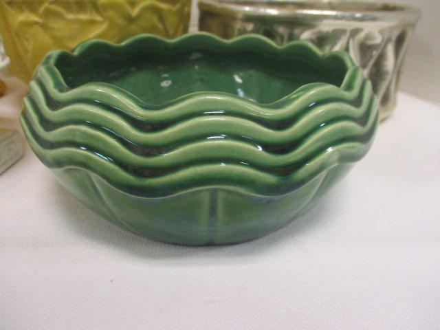 6 Planters-Green one is marked McCoy - 2