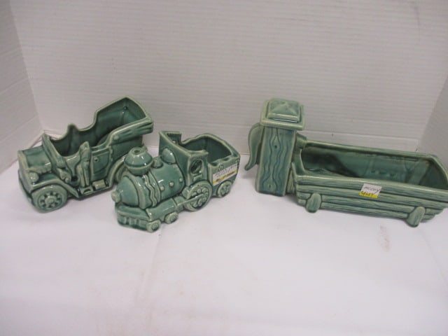 Brush McCoy unmarked 1950's (Lot of 3) Planters: .