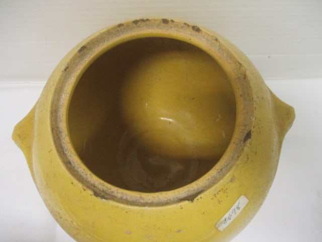 Yellow Drip Glaze Pottery Beanpot Cookie Jar - 3