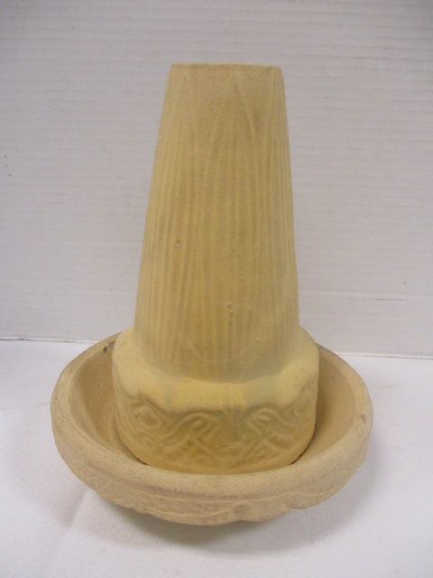 Pottery Miniature Bird Bath: 9"