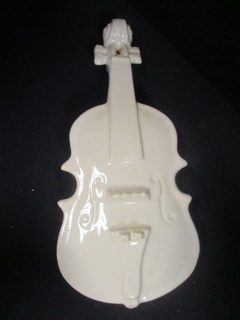 Porcelain Violin 10" Wall Pocket & Wall Pocket Planter 7" - 4