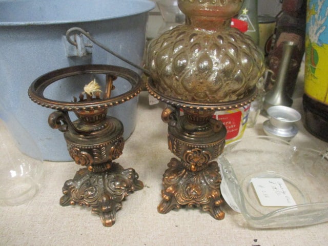 Table Lot-RC Bottle, Oil Cans, Ball Pitcher, Southern Bakery Jar, - 2