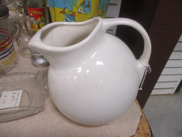 Table Lot-RC Bottle, Oil Cans, Ball Pitcher, Southern Bakery Jar, - 3