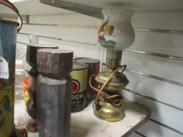 Table Lot-RC Bottle, Oil Cans, Ball Pitcher, Southern Bakery Jar, - 8